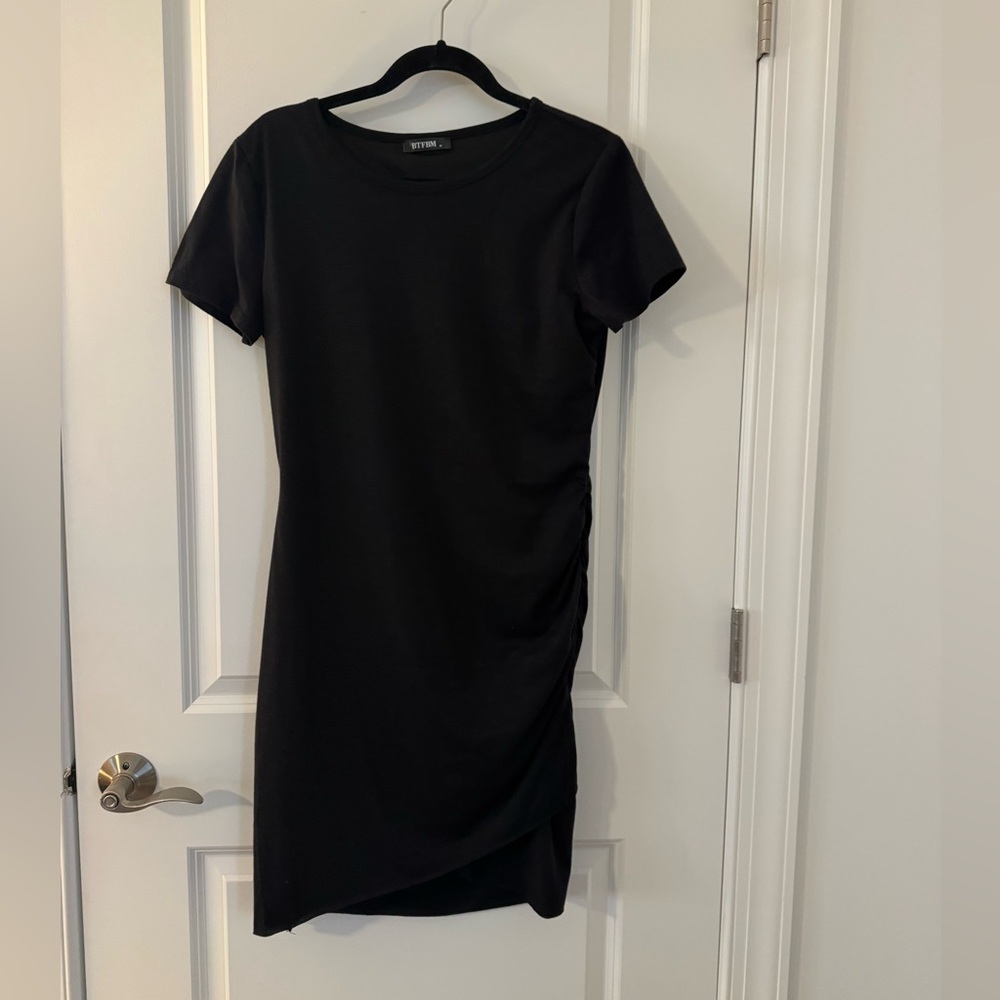 Vero Moda Black Short-Sleeve Ruched Mini Dress